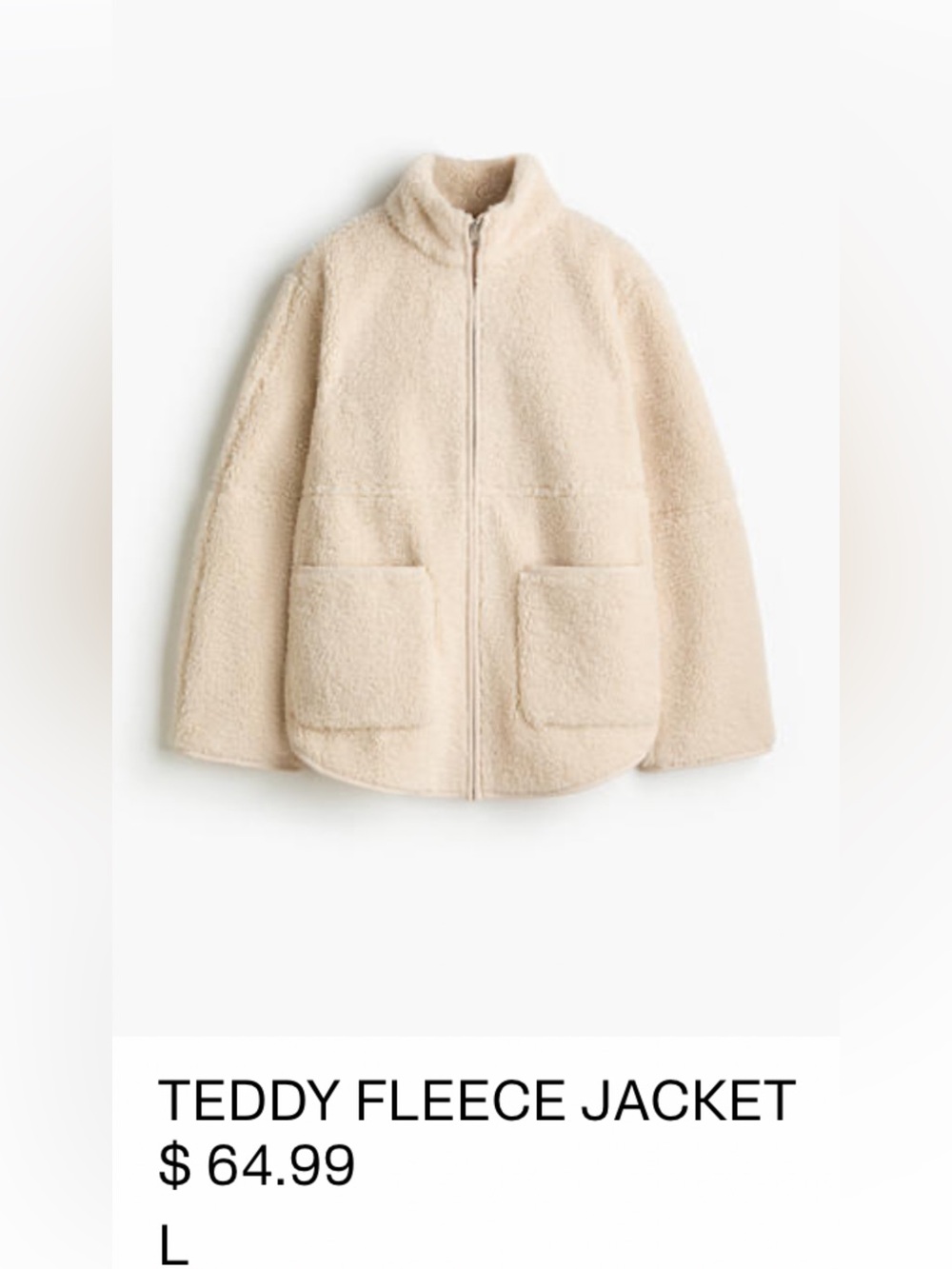 H&M Teddy Fleece Jacket in Cream